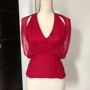 BCBG Maxazria Silk Red Halter Top (size 2)